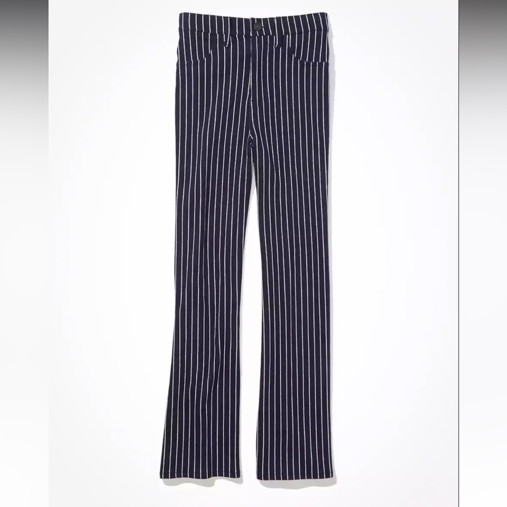 American Eagle Women’s Super High-Waisted Skinny Kick Crop Striped Pant